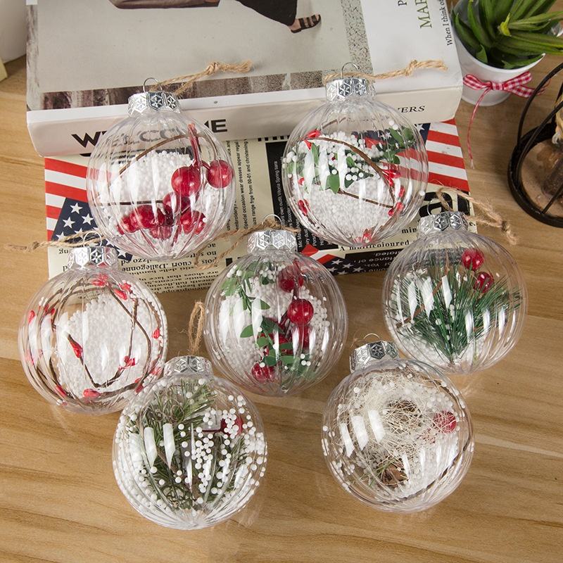New Style 8Cm Round Heart Shaped Led Transparent Plastic Ball Light Christmas Tree Hanging For Home Living Room Bedroom