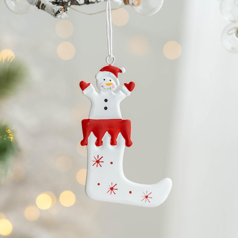 2022 Creative Metal Xmas Socks Shape Pendant Decoration Hanging Gifts Decor Christmas Tree Home Ornaments