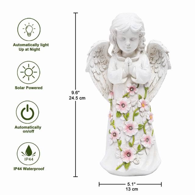 Angel Solar Lights Garden Figurines Outdoor Decor Statues Lawn Ornament Perfect As Gifts for Women Grandmothers And Mothers