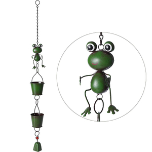 Outdoor 2.6M Garden Decoration Metal Animal Iron Frog Rain Chain For Gutter Downspouts Substitute Rainwater Diverter