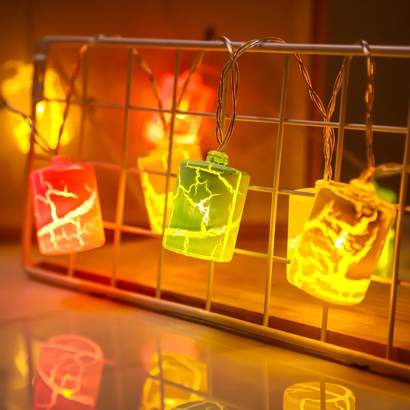 Outdoor Waterproof Ins Mini Led Cracked Bottles Christmas String Lights For Indoor Bedroom Decor Garden Patio Lamp