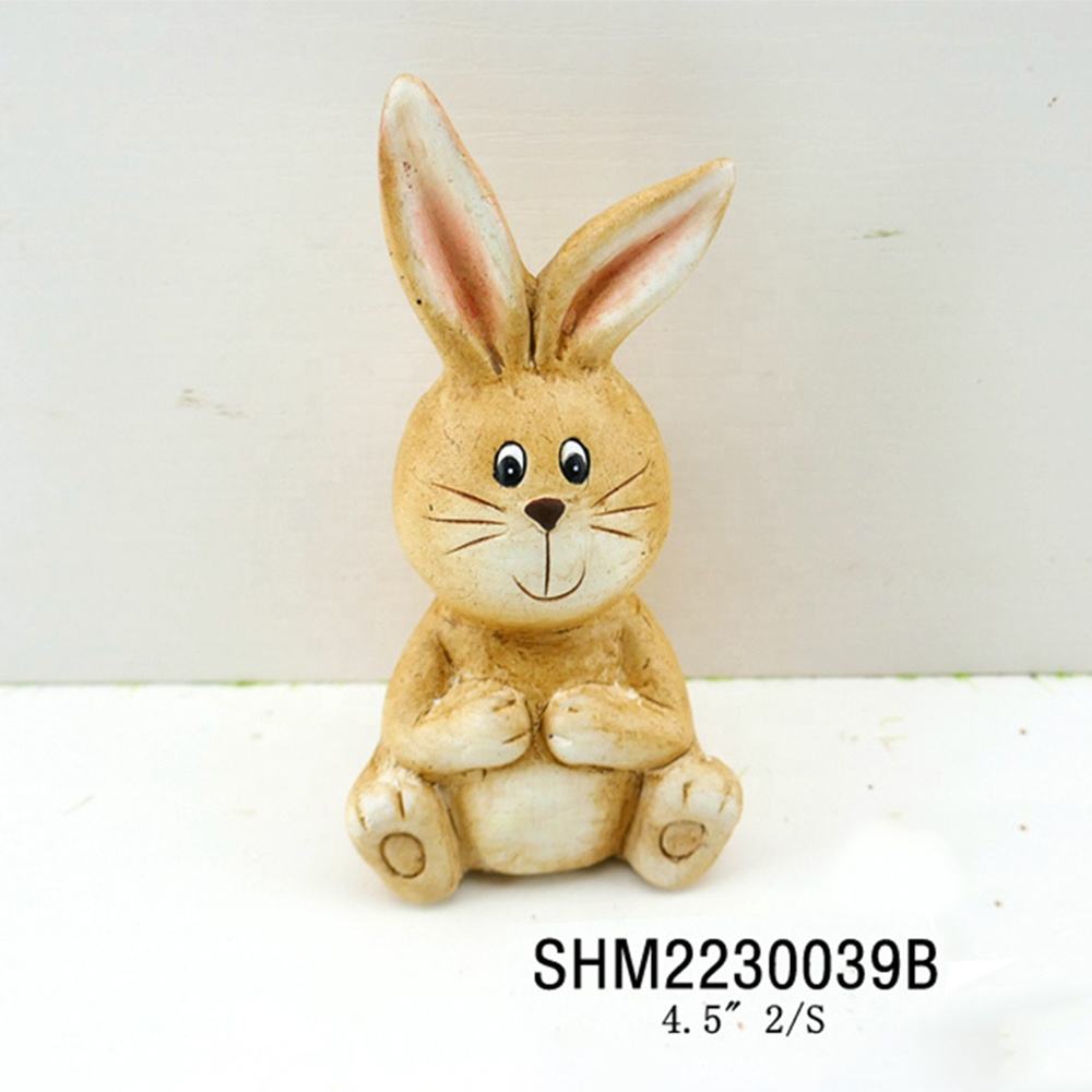 Custom Cute Mini Easter Rabbit Ceramic Handicrafts For Micro Landscape Suitable Home Office Desk Bookshelf
