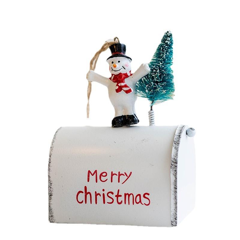 2022 New Christmas Metal Old Man Snowman Letter Box Pendant Christmas House Pendant Christmas Tree Decoration