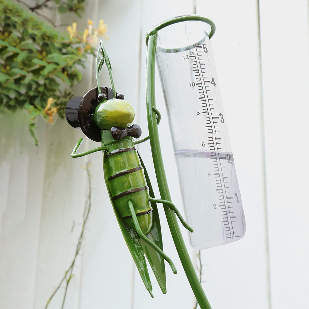 Outdoor Garden Ornament Metal Grasshopper Rain Gauge For Garden Yard Lawn Decor Halloween And Christmas Day