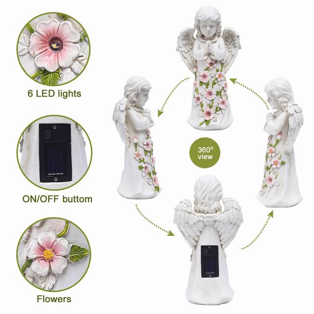 Angel Solar Lights Garden Figurines Outdoor Decor Statues Lawn Ornament Perfect As Gifts for Women Grandmothers And Mothers