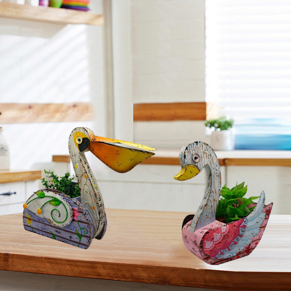 Metal Hand Pelican Flower Pots For Garden Home Decoration