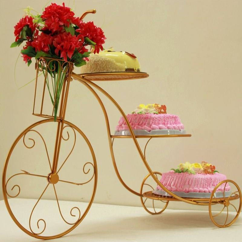 Wrought Iron Multi Layer Dessert Weddings And Birthdays Floral Bicycle Cake Stand