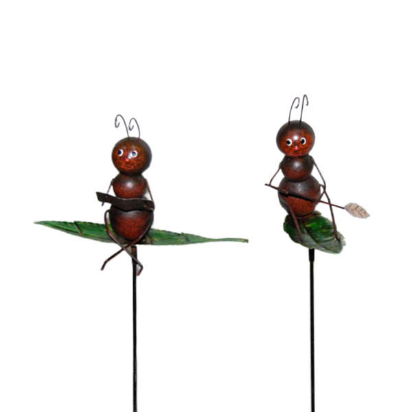 wholesale metal garden stake ornamental iron ants decoration