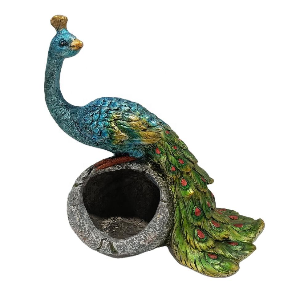 Outdoor Unique Large Vintage Magnesium Oxide Peacock Planter For Succulent Cactus Container Plants Flower Pot
