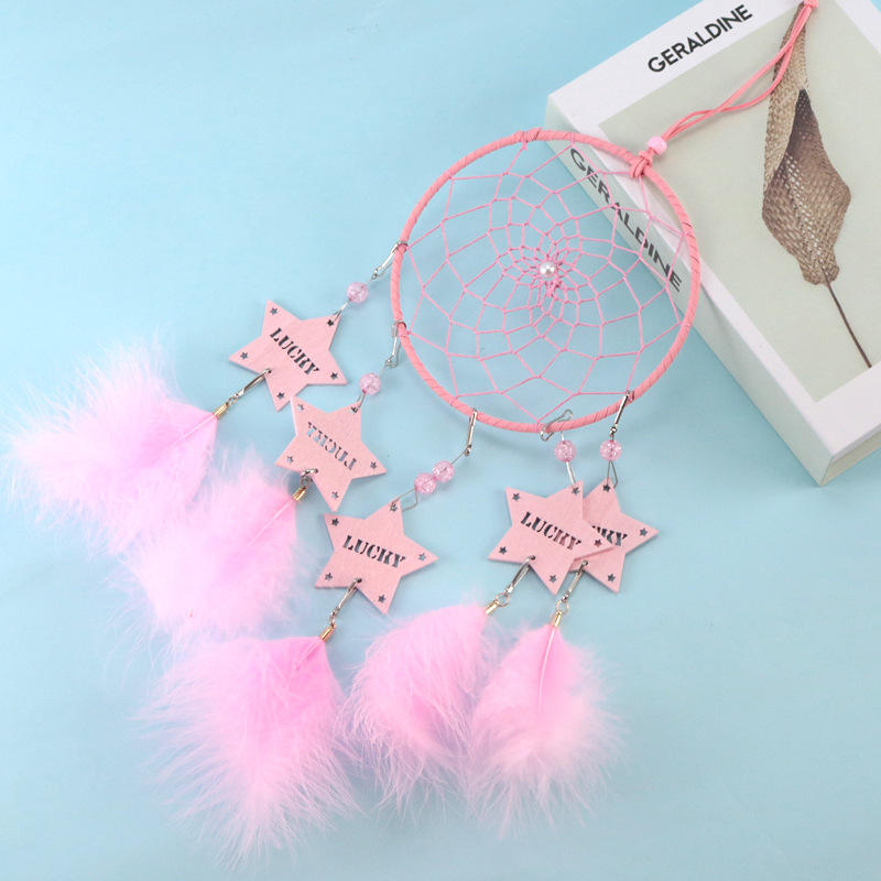Traditional Design Handmade Woven Creative Feather Tassel Pentagram Dreamcatchers Wall Hanging For Home Decor Bedroom Gifts