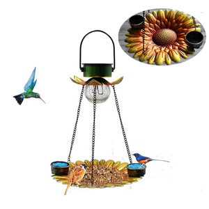 2022 New Metal Hanging Solar Sunflower Wild Birds Feeder And Drinker Outdoor Garden Yard Lawn Decoration