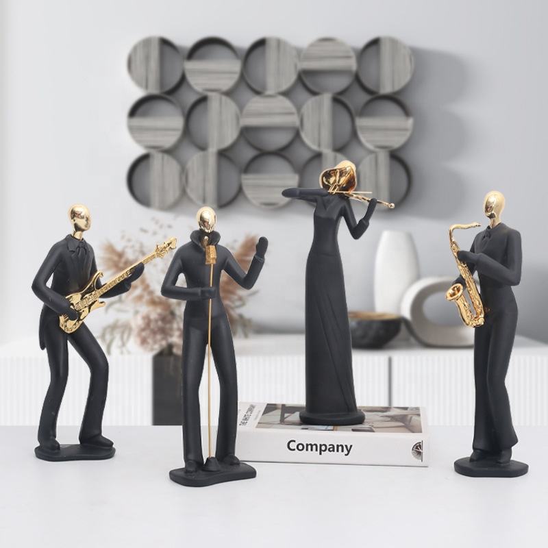 Nordic Minimalist Abstract Music Dance Sculpture Figure Art Resin Ornaments For Hotel Living Room Desktop Decor